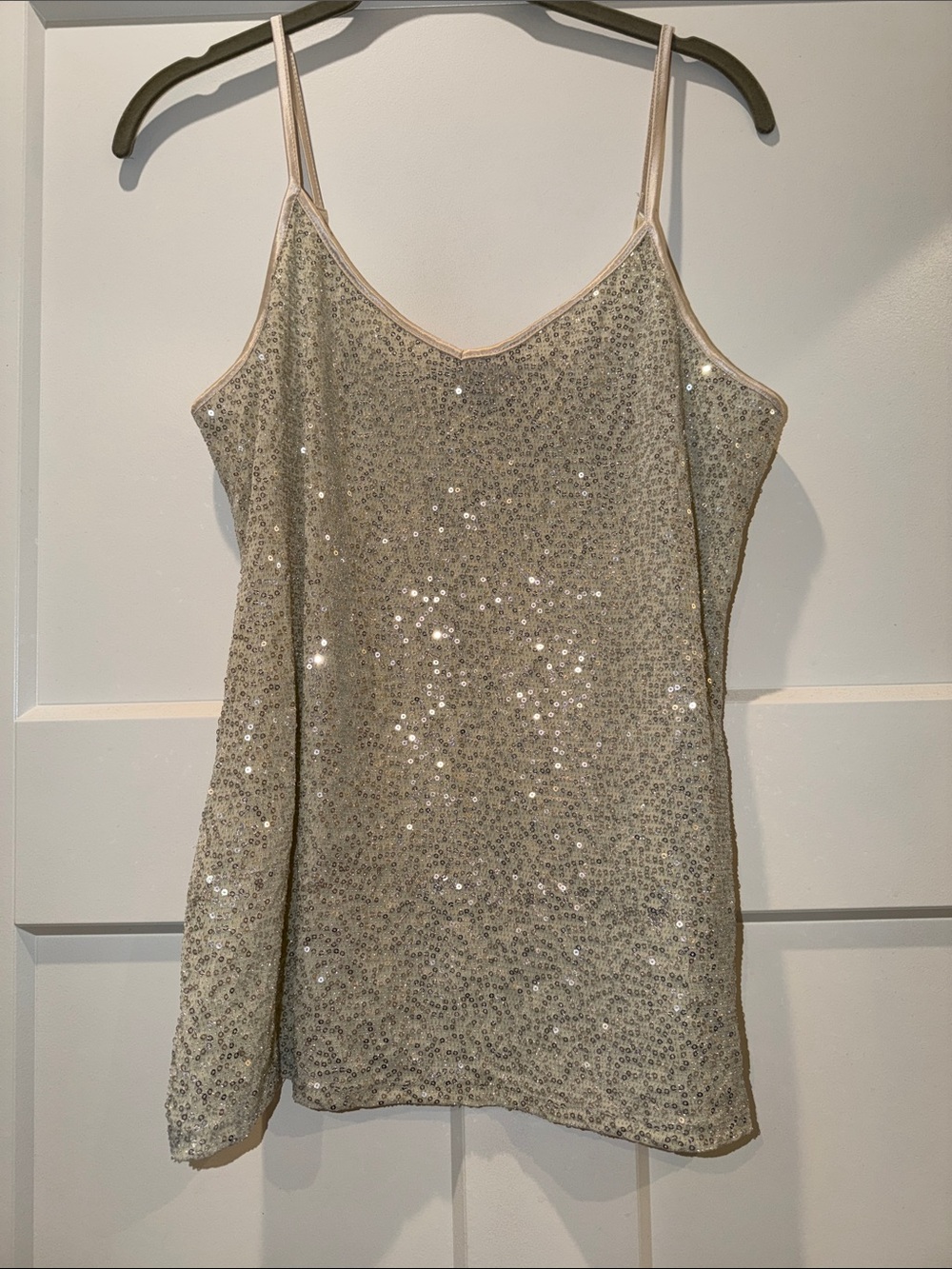 Express Champagne Sequin Spaghetti Strap Camisole